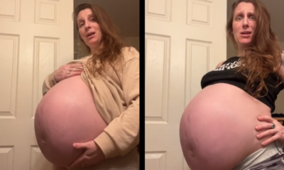 Pregnant woman with huge belly